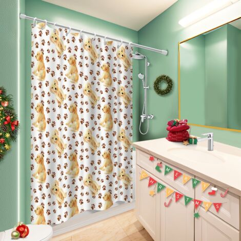 Rideau de bain en polyester 180x180 bordure lestée rideau imperméable pour les fêtes de fin d’année (1/5)