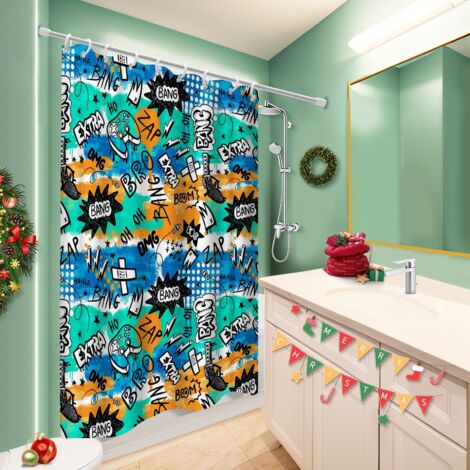 Rideau de douche tissu polyester 180x180 imprimé bâche de douche pour personne à mobilité réduite (1/5)