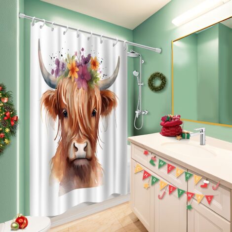 Rideau de douche en polyester 180x180 robuste bâche de douche pour une ambiance tropicale et dépaysante (1/5)