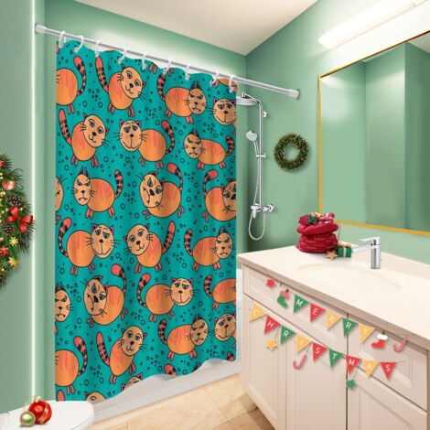 Kit rideau de douche en polyester 180x180 À œillets renforcés séparation douche pour nouvelle déco pour la rentrée (1/5)