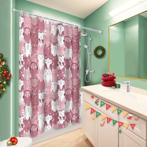 Voile de douche fluide en polyester 180x180 avec 12 œillets housse de baignoire pour adapté aux animaux domestiques (1/5)