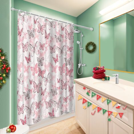 Voile de douche fluide en polyester 180x180 original séparation douche pour délimiter l’espace dans une salle de bain ouverte (1/5)