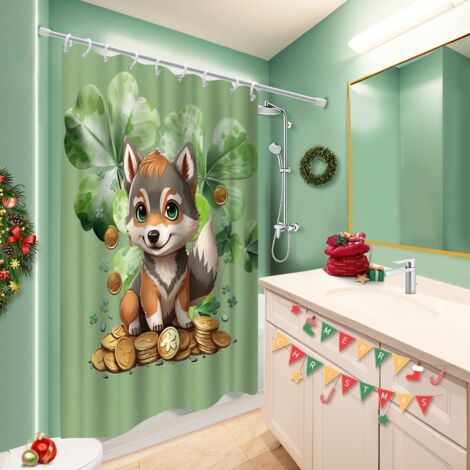 Ensemble rideau de douche polyester avec anneaux 180x180 aéré bâche de douche pour décoration salle de bain (1/5)