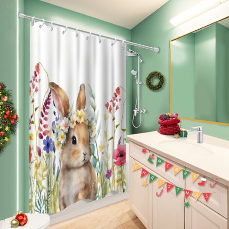 Kit rideau de douche en polyester 180x180 cocooning bâche de douche pour nouvelle déco pour la rentrée (1/5)