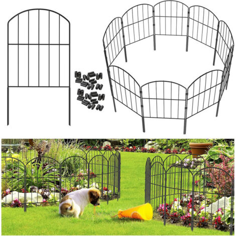 Tierschutz-Gartenzaun 33 × 61 cm – 10er Pack Paneele aus rostfreiem schwarzem Metall, grabenfreier Gartenzaun