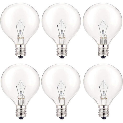 Set mit 6 G40 Edison-Glühbirnen – E12 Sockel – 7W 60 Lumen – Wasserdicht – Für Innen- und Außen-Lichterketten – Warmlicht (1/5)