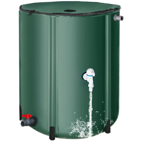 100 L Faltbarer PVC-Regenwassertank – Integrierter Filter, Wasserhahn, Entlüftungsventil, tragbar, witterungsbeständig & langlebig, perfektes Sammel- und Speichersystem, grün (1/5)