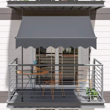Markise Balkon Terrasse versenkbare Markise uv50 Sonnenschutz Markisen klemme Garten Sonnenschutz mit Handkurbel ohne Bohren - 300x120 cm (1/5)