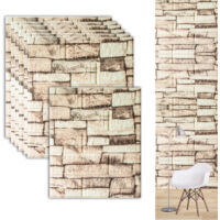Selbstklebende 3D Wandpaneele 10 Stück, 35 × 38 cm, DIY Wanddekoration, Steinstruktur, Vintage-Stil, ideal für Wohnzimmer, Schlafzimmer und Küche, steinweiß
