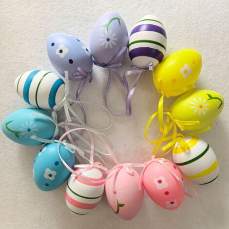 12 Uova di Pasqua da Appendere – Decorazione Esterna Colorata Giardino, Albero & Terrazza