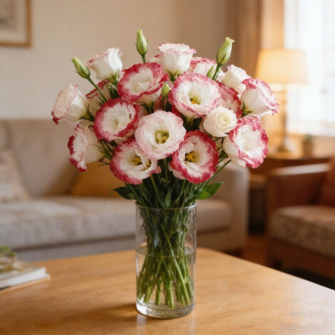 1000 Semi di Lisianthus Bianco con Bordo Rosso – Eustoma Grandiflorum Bicolore, Fiori Doppi Decorativi, Ideale per Giardino e Vasi