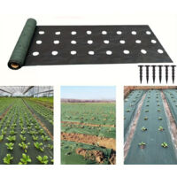 Telo pacciamatura 6m x 0,8m – Telo geotessile anti-erbacce, anti-UV, permeabile all’acqua, anti-riproduzione – Con fori e 6 picchetti in plastica – Mantiene l’umidità del terreno