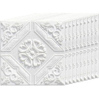 Set de 20 paneles murales 3D de espuma – Azulejos cuadrados autoadhesivos para pared con motivo floral para decoración, 35 × 35 cm