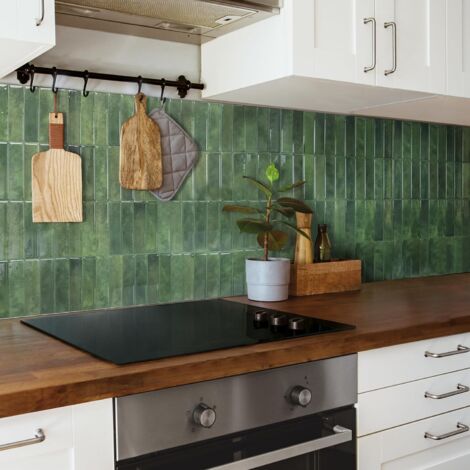 Confezione da 10 Adesivi Murali 3D Auto-adesivi - 29 cm x 23 cm - Decorazione Fai Da Te per Casa - Piastrelle Murali per Cucina Bagno (Verde) (1/5)