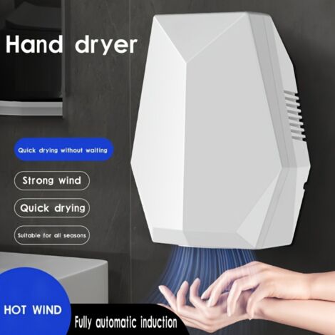 Asciugamani da bagno intelligente con sensore, 1600 W, a parete, asciugatura rapida, adatto per hotel e centri commerciali – bianco