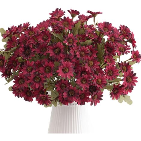 Composizione Floreale di Margherite Artificiali, Mazzo di 5 Fiori Finti Realistici, Decorazione per Casa, Ufficio, Giardino e Tavolo da Pranzo (Vaso Escluso)