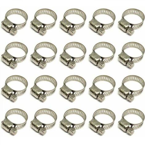 20 Pièces Collier De Serrage Tuyau, Collier De Serrage Tuyau Réglable 10-16mm, 304 Collier De Serrage Inox, Collier Serrage Métallique, Pour Tuyau, Home Gaz, Tuyau D'eau, Câble, Robinet, Etc z (1/5)