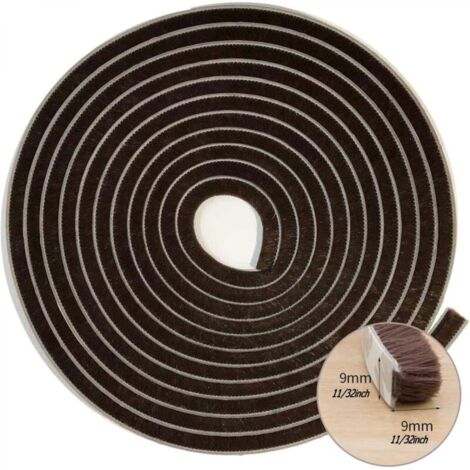 Brosse de joint d'étanchéité pour fenêtres/portes coulissantes, côté cadre (33 pi x 11/32 po de support x 11/32 po de brosse,brun) (1/5)