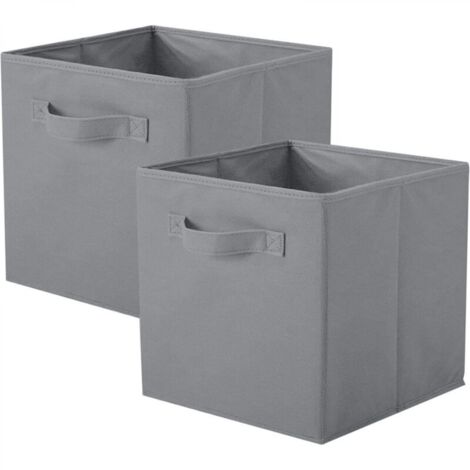 Boîtes de rangement pour placards et jouets, boîtes de rangement pliables en tissu et tiroirs de rangement en tissu, lot de 2 (gris) (1/5)