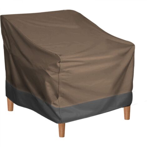 Housse de canapé pare-soleil de jardin extérieur imperméable en tissu Oxford, couleur café et noir assortie, 96,5 x 89 x 79 cm, 1 pièce (1/5)