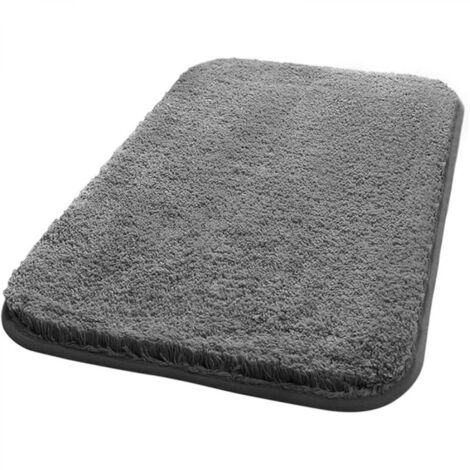 Tapis de Bain Absorbant Antidérapant Extra Epais de Douche pour Salle de Bain Tapis de Sol Chenille Lavable en Machine (Gris, 40x60cm) (1/5)