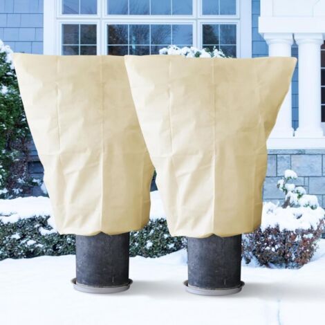 Housse de protection pour plantes d'hiver beige 2 pièces (80100cm) : avec fermeture éclair, adaptée aux plantes, résistante aux UV, réutilisable (1/5)