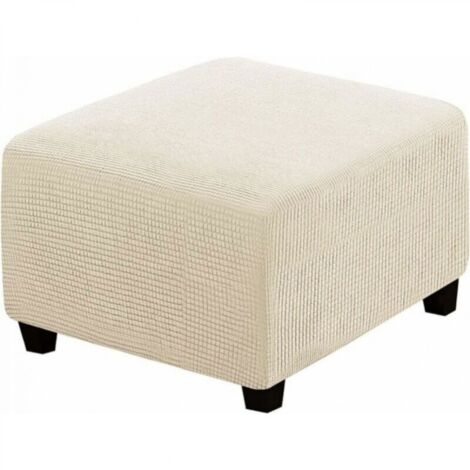 Housse de tabouret carrée élastique pour tabouret de rangement et repose-pieds (beige) (1/5)