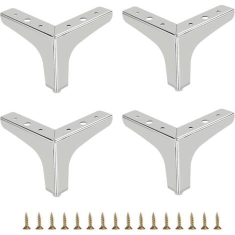 10cm Pied de canapé en métal 4 pcs Pieds de meuble modernes Pieds de meuble de canapé Pieds de rehausseur de meubles Pieds de rechange pour meuble TV Canapé Placard, Argent (1/5)
