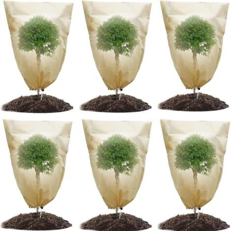 Lot de 6 Housse d'hivernage pour Plantes en Pot, Housse de Protection pour Plantes Plantes de Protection Contre le Gel Hiver avec Cordon 60 x 80 cm (1/5)