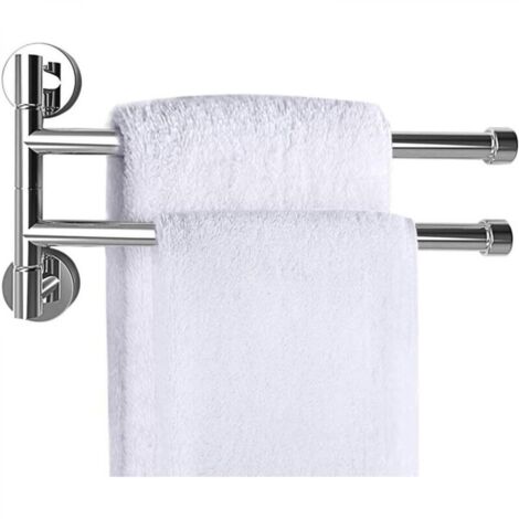 Porte-serviettes mural Porte-serviettes 180° Porte-serviettes en acier inoxydable Porte-serviettes chromé (2 bras)