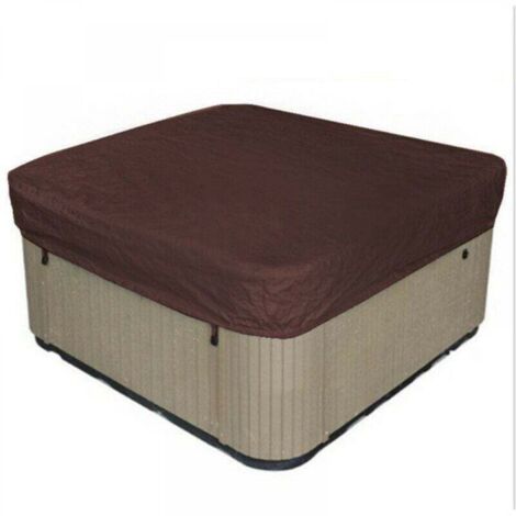 Housse de spa carrée en polyester 210, protection contre la poussière et les UV, imperméable, avec sac de rangement, marron, 210 x 210 x 30 cm (1/5)