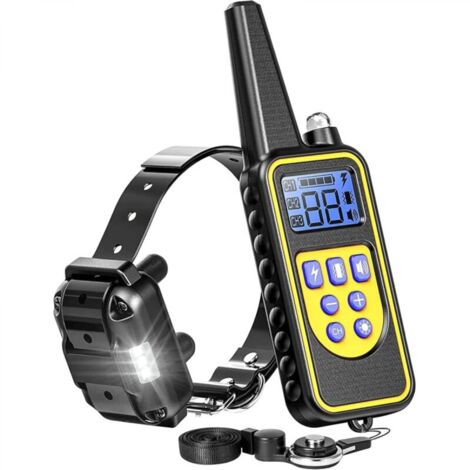Collier de dressage pour chien, rechargeable, étanche, télécommandé, avec lumière LED, vibration, absorption des chocs, bip sonore, 4 modes pour chien (1/5)