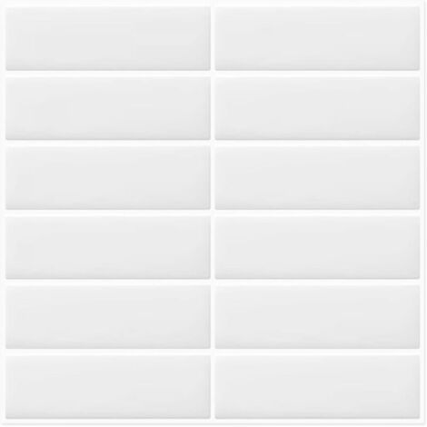 Autocollants pour carrelage rectangulaires pour cuisine et salle de bain, blanc (10 pièces, 30,5 x 30,5 cm) (1/5)