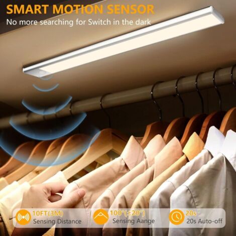 Éclairage Garde Robe Lampe d'intérieur Avec détecteur de Mouvement, 1500mAh Veilleuse LED ...