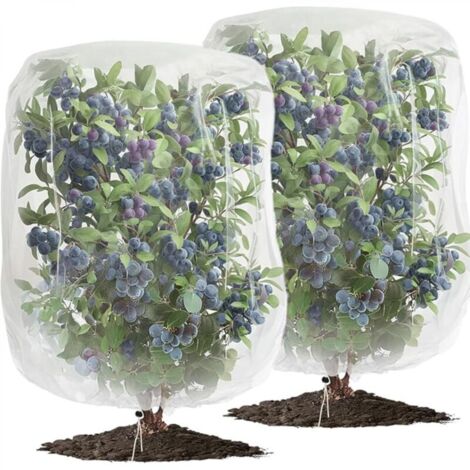 Lot de 2 filets anti-insectes et anti-oiseaux blancs (1,2 x 1,44 m) avec cordon de serrage, adaptés aux filets de protection des plantes (1/5)