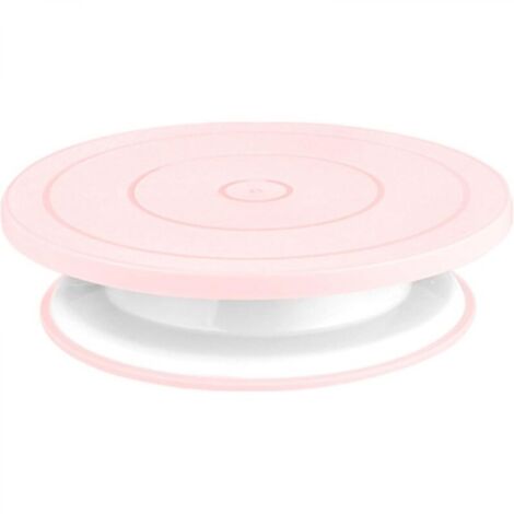 Plateau tournant pour décoration de gâteaux, support à gâteaux rotatif antidérapant pour la décoration (1 pièce, rose) (1/4)