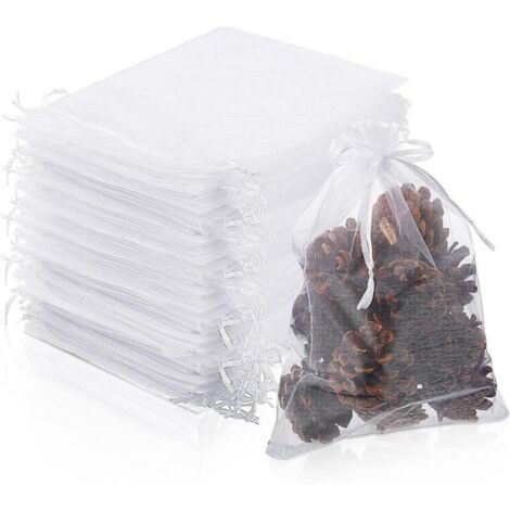 Lot de 100 filets blancs pour arbres fruitiers (20 x 30 cm), filets pour protéger les fruits, sacs réutilisables en organza (1/5)