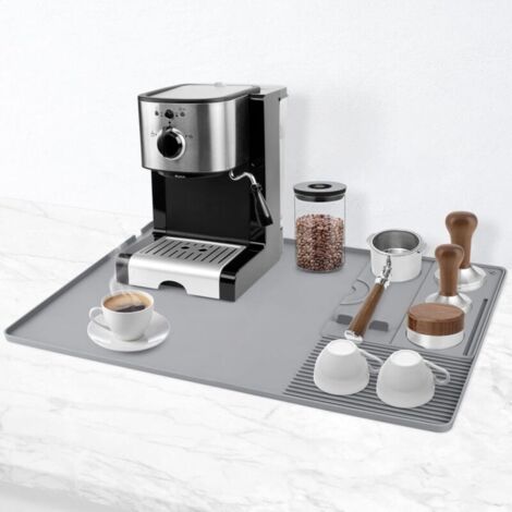 Tapis à café en silicone avec tampon de séchage amovible, accessoires de bar à café, adapté à la machine à café, machine à expresso, gris (1/5)