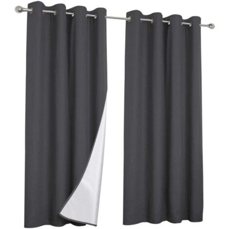 Lot de 2 rideaux thermiques gris anthracite 135x240 cm (1/4)