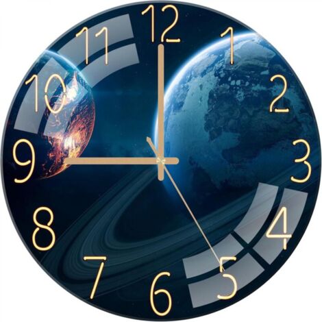 Horloge Murale en Verre de 30 cm, Horloge Quartz Ronde Modern Silencieuse sans tic-tac Horloge Murale pour Salon, Cuisine, Chambre à Coucher, Bureau (1/5)