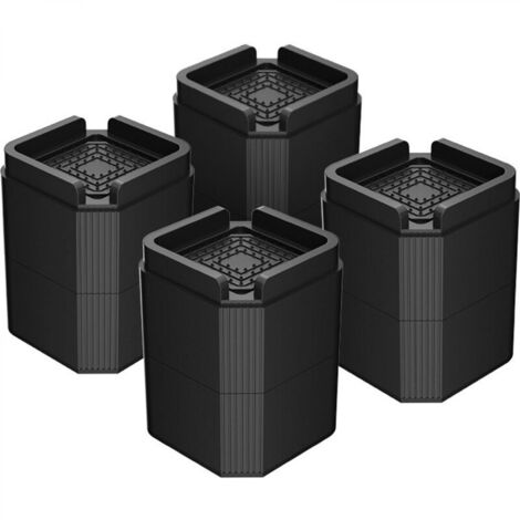 Lot de 8 rehausseurs de meubles carrés réglables, robustes pour pieds de table, pour lits, canapés, bureaux, commodes et canapés,10cm (1/5)