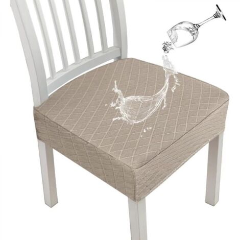 6 housses de chaise de salle à manger kaki 35355 cm à grille diamantée, housses de chaise de cuisine extensibles (1/5)