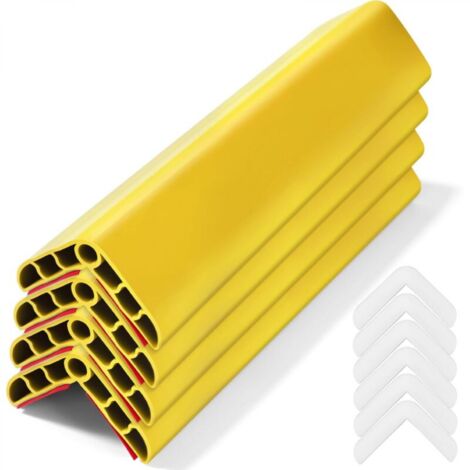 Lot de 4 protections d'angle, coins souples à l'épreuve des bébés pour bords tranchants, 1 mètre de long, jaune