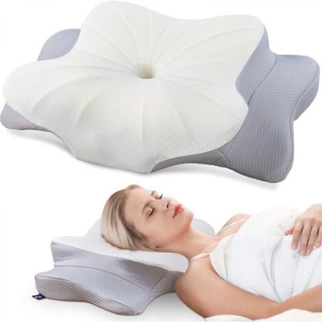 Oreiller pour le cou et les épaules, conception profilée en mousse à mémoire de forme, soutien ergonomique, adapté aux personnes dormant sur le côté, sur le dos ou sur le ventre, avec housse (1/3)