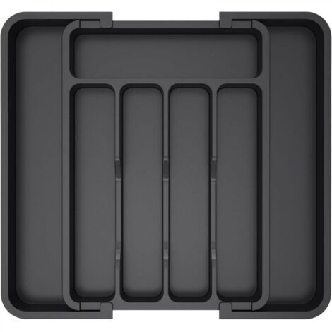 Tiroir à couverts de taille moyenne, plateau extensible pour ustensiles de cuisine, support pour couverts et couverts sans BPA, rangement réglable en plastique pour cuillères, fourchettes et couteaux, (1/5)