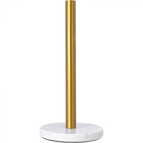 Porte-essuie-tout sur pied avec base en marbre pour cuisine et salle de bain(Or brossé, base blanche) (1/5)