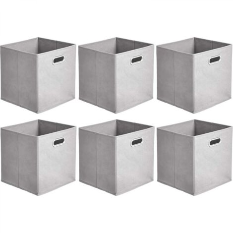 Boîte de rangement cube pliable, lot de 6, 27 x 27 x 28 cm, gris clair (1/5)