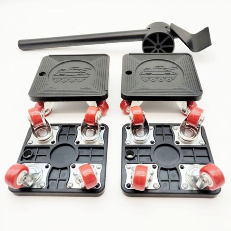 Ensemble d'outils de déménagement noir 5 pièces avec roues universelles, pour déplacer des meubles et des objets lourds. (1/5)
