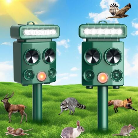 Répulsif à ultrasons solaire pour rongeurs avec fonction de détection de mouvement pouvant repousser les chiens, les écureuils, les lapins, (1/5)