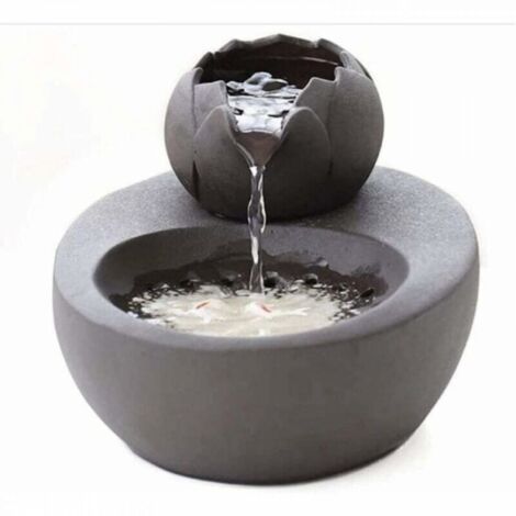 Fontaine à eau pour animaux de compagnie en céramique noire lotus, circulation automatique (1/5)